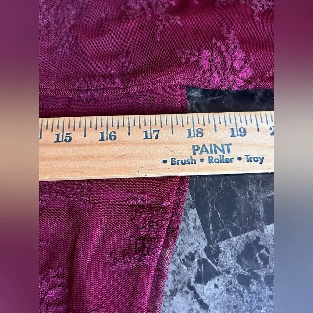 J Crew Womens Shirt Floral Lace Stretch Lace Lined Top Burgundy Slim Fit Large